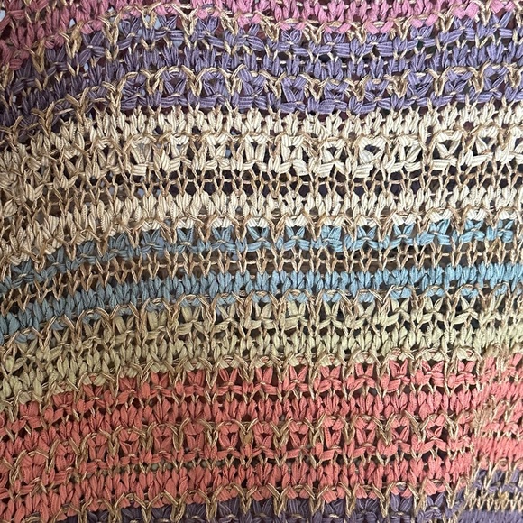 Sigrid Olsen Sport Open Knit Sweater XL Pastel Striped Lightweight - Picture 5 of 8
